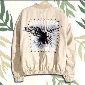 H&M Embroidered Eagle Bomber Jacket
